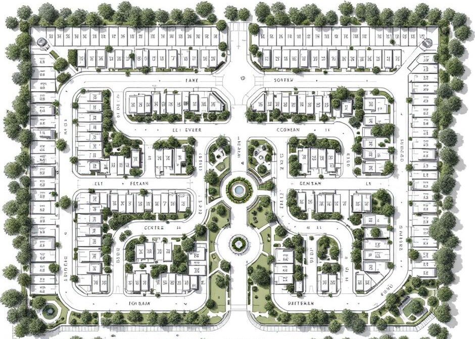Plan cadastral d'un quartier résidentiel