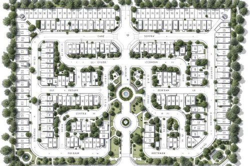 Plan cadastral d'un quartier résidentiel